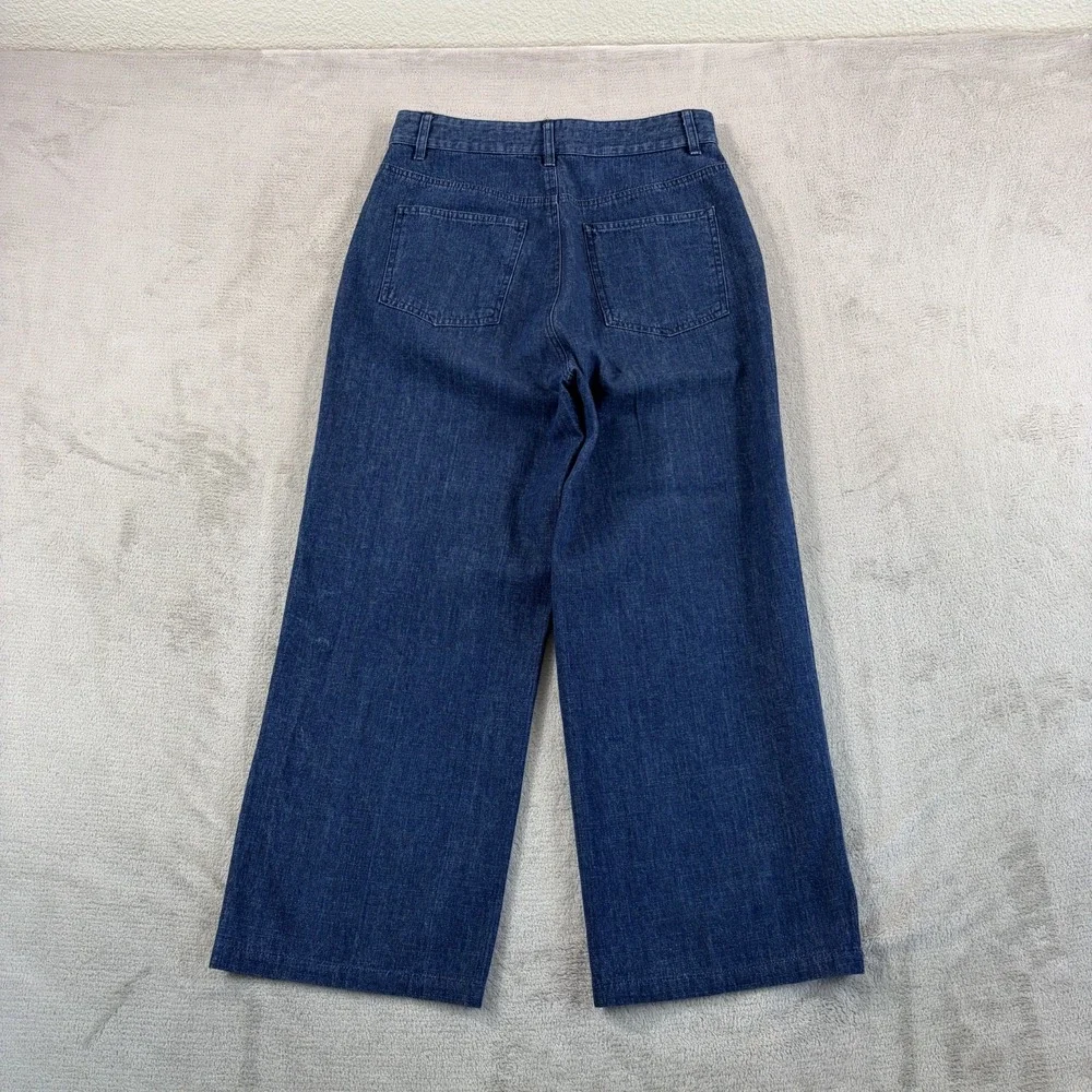 JENNI KAYNE Wide Leg Trouser Pants Jeans in Blue Women 0 High Rise Designer $345